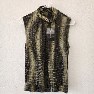 ST. JOHN Collection Women's Sleeveless Mock Neck Silk Top